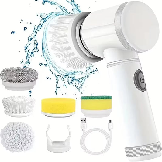 New Cordless Spin Scrubber Electric Rechargeable 5 in 1 Brush Heads for Bathroom Kitchen Tile Grout Shower Car Deep Clean