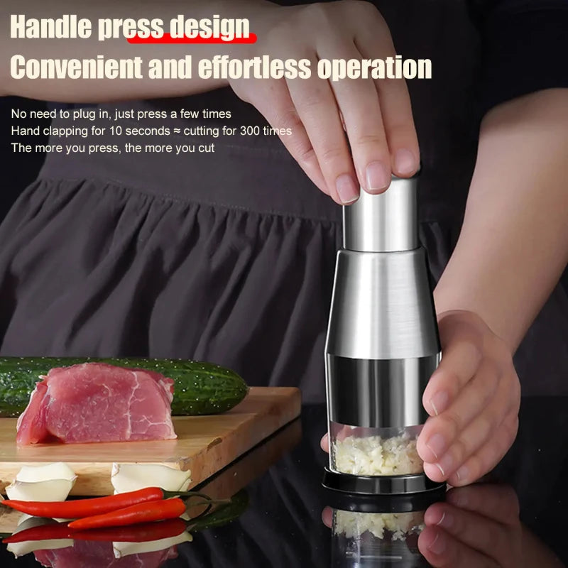 Pressed Garlic Chopper Stainless Steel Manual Garlic Masher Handheld Push Type Garlic Crusher Labor Kitchen Chopper Gadget